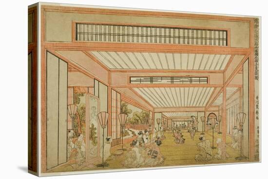 Views of Reception Rooms in Japan - Entertainments on the Day of the Rat in the Modern Style-Utagawa Toyoharu-Stretched Canvas