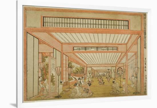 Views of Reception Rooms in Japan - Entertainments on the Day of the Rat in the Modern Style-Utagawa Toyoharu-Framed Giclee Print