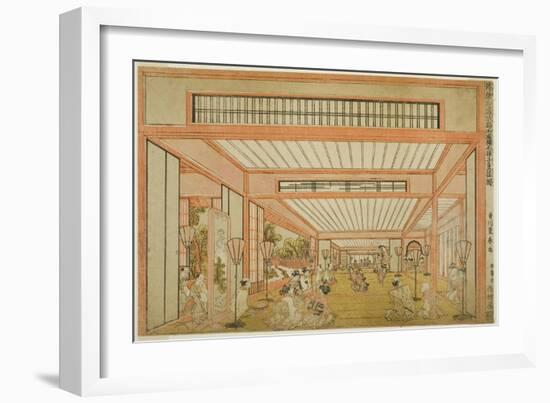 Views of Reception Rooms in Japan - Entertainments on the Day of the Rat in the Modern Style-Utagawa Toyoharu-Framed Giclee Print