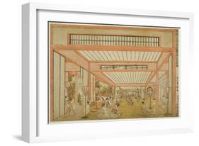 Views of Reception Rooms in Japan - Entertainments on the Day of the Rat in the Modern Style-Utagawa Toyoharu-Framed Giclee Print