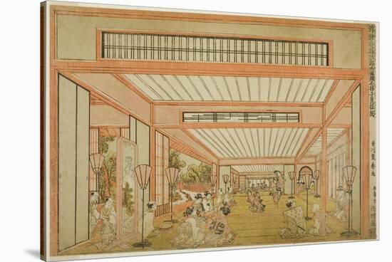 Views of Reception Rooms in Japan - Entertainments on the Day of the Rat in the Modern Style-Utagawa Toyoharu-Stretched Canvas
