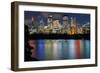 Views of Sydney city skyline after dark from Mrs Macquarie's Chair, Sydney, New South Wales, Austra-Andrew Michael-Framed Photographic Print