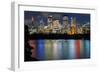 Views of Sydney city skyline after dark from Mrs Macquarie's Chair, Sydney, New South Wales, Austra-Andrew Michael-Framed Photographic Print