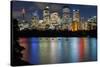 Views of Sydney city skyline after dark from Mrs Macquarie's Chair, Sydney, New South Wales, Austra-Andrew Michael-Stretched Canvas