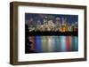 Views of Sydney city skyline after dark from Mrs Macquarie's Chair, Sydney, New South Wales, Austra-Andrew Michael-Framed Photographic Print