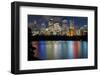 Views of Sydney city skyline after dark from Mrs Macquarie's Chair, Sydney, New South Wales, Austra-Andrew Michael-Framed Photographic Print