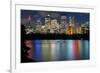 Views of Sydney city skyline after dark from Mrs Macquarie's Chair, Sydney, New South Wales, Austra-Andrew Michael-Framed Photographic Print