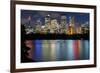 Views of Sydney city skyline after dark from Mrs Macquarie's Chair, Sydney, New South Wales, Austra-Andrew Michael-Framed Photographic Print