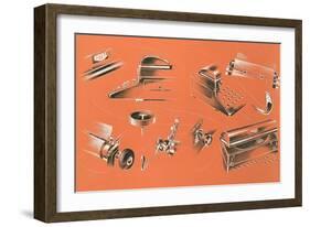 Views of Typewriter Parts-Found Image Press-Framed Giclee Print