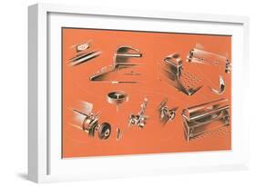 Views of Typewriter Parts-Found Image Press-Framed Giclee Print