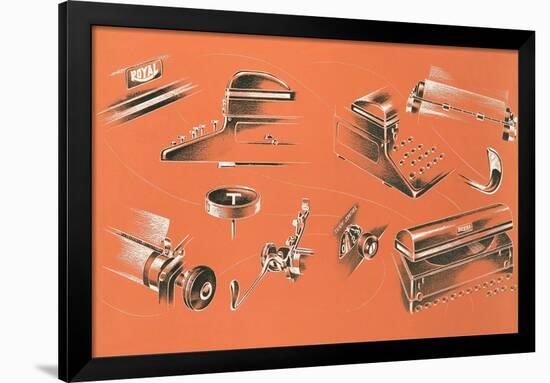 Views of Typewriter Parts-Found Image Press-Framed Giclee Print