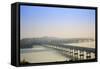 Views over the Thanlwin (Salween) River and Mawlamyine Bridge and Town, Mon, Myanmar (Burma)-Alex Robinson-Framed Stretched Canvas