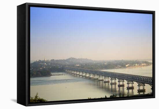 Views over the Thanlwin (Salween) River and Mawlamyine Bridge and Town, Mon, Myanmar (Burma)-Alex Robinson-Framed Stretched Canvas