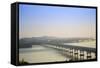 Views over the Thanlwin (Salween) River and Mawlamyine Bridge and Town, Mon, Myanmar (Burma)-Alex Robinson-Framed Stretched Canvas