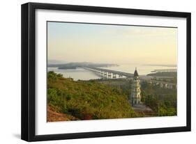 Views over the Thanlwin (Salween) River and Mawlamyine Bridge and Town, Mon, Myanmar (Burma)-Alex Robinson-Framed Photographic Print