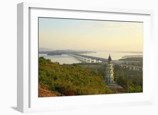 Views over the Thanlwin (Salween) River and Mawlamyine Bridge and Town, Mon, Myanmar (Burma)-Alex Robinson-Framed Photographic Print