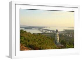 Views over the Thanlwin (Salween) River and Mawlamyine Bridge and Town, Mon, Myanmar (Burma)-Alex Robinson-Framed Photographic Print