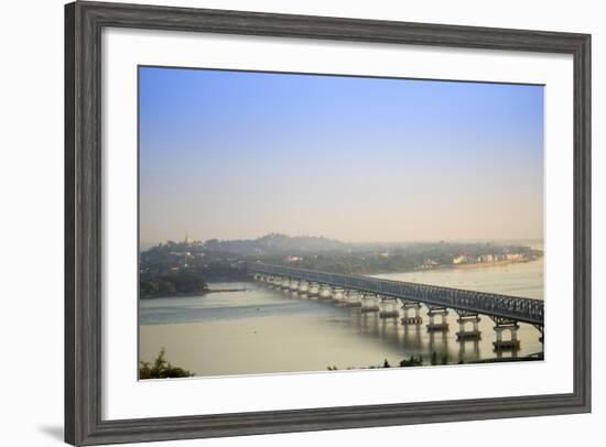 Views over the Thanlwin (Salween) River and Mawlamyine Bridge and Town, Mon, Myanmar (Burma)-Alex Robinson-Framed Photographic Print