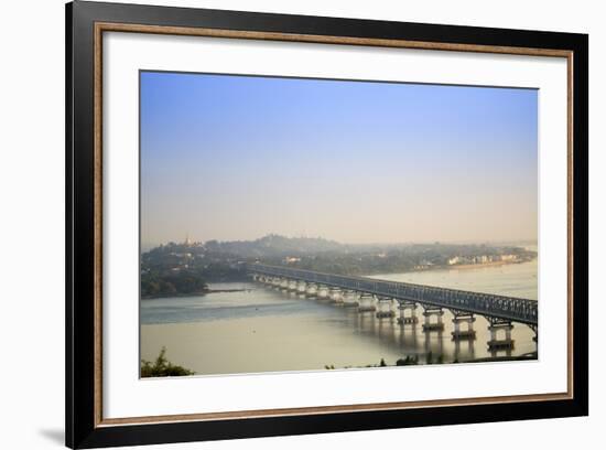 Views over the Thanlwin (Salween) River and Mawlamyine Bridge and Town, Mon, Myanmar (Burma)-Alex Robinson-Framed Photographic Print