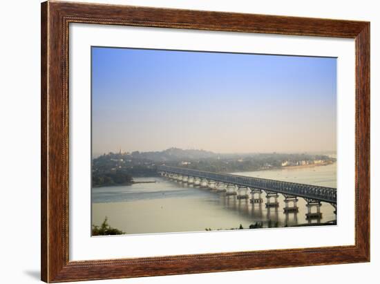 Views over the Thanlwin (Salween) River and Mawlamyine Bridge and Town, Mon, Myanmar (Burma)-Alex Robinson-Framed Photographic Print