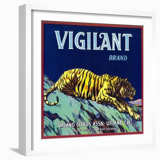 Vigilant Orange Label - Upland, CA-Lantern Press-Framed Art Print