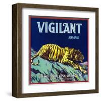 Vigilant Orange Label - Upland, CA-Lantern Press-Framed Art Print