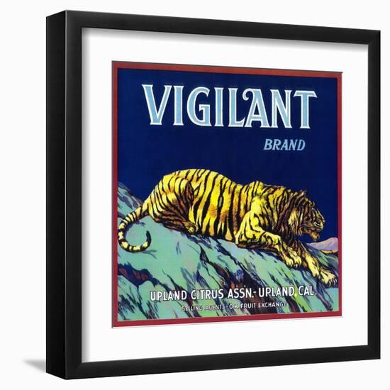 Vigilant Orange Label - Upland, CA-Lantern Press-Framed Art Print