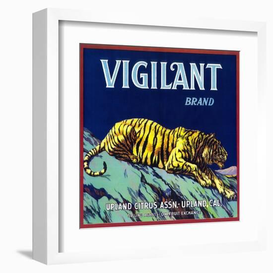 Vigilant Orange Label - Upland, CA-Lantern Press-Framed Art Print