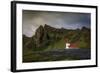 Vik Church and Lupine Flowers, South Region, Iceland, Polar Regions-Andrew Sproule-Framed Photographic Print