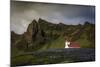 Vik Church and Lupine Flowers, South Region, Iceland, Polar Regions-Andrew Sproule-Mounted Photographic Print