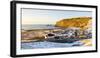 Vik i Myrdal, Southern Iceland, Iceland. Panoramic high angle view over Vik's church, the village, -Marco Bottigelli-Framed Photographic Print