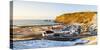 Vik i Myrdal, Southern Iceland, Iceland. Panoramic high angle view over Vik's church, the village, -Marco Bottigelli-Stretched Canvas