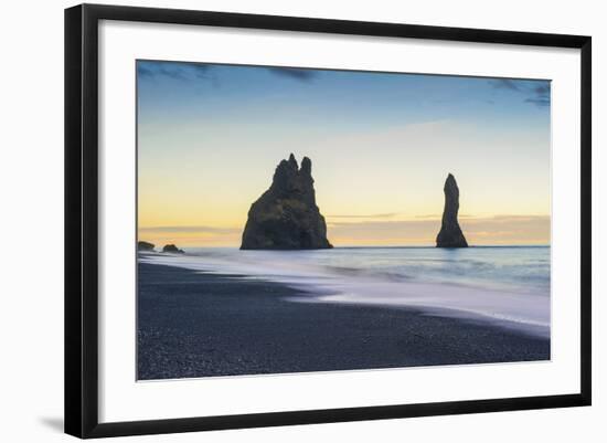 Vik, Southern Iceland. Reynisfjara Beach and Rock Formations.-Marco Bottigelli-Framed Photographic Print