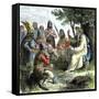 Viking Bard Singing of Heroic Legends to Northmen-null-Framed Stretched Canvas
