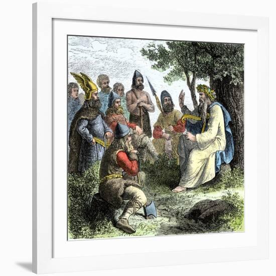 Viking Bard Singing of Heroic Legends to Northmen-null-Framed Giclee Print