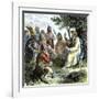 Viking Bard Singing of Heroic Legends to Northmen-null-Framed Giclee Print