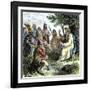 Viking Bard Singing of Heroic Legends to Northmen-null-Framed Giclee Print