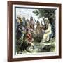 Viking Bard Singing of Heroic Legends to Northmen-null-Framed Giclee Print