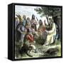 Viking Bard Singing of Heroic Legends to Northmen-null-Framed Stretched Canvas