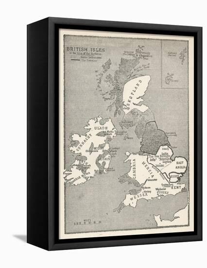Viking Britain Map-null-Framed Stretched Canvas