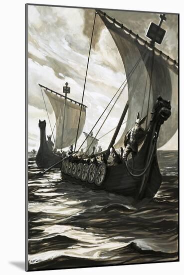 Viking Longboats-null-Mounted Giclee Print