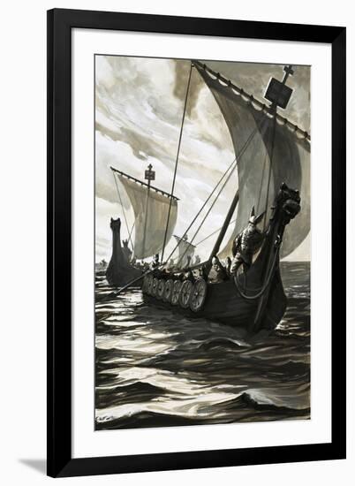 Viking Longboats-null-Framed Giclee Print