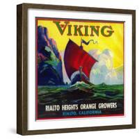 Viking Orange Label - Rialto, CA-Lantern Press-Framed Art Print