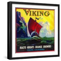 Viking Orange Label - Rialto, CA-Lantern Press-Framed Art Print