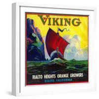 Viking Orange Label - Rialto, CA-Lantern Press-Framed Art Print