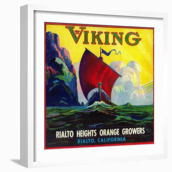 Viking Orange Label - Rialto, CA-Lantern Press-Framed Art Print