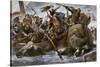Viking Raid Along the English Channel Led by Olaf Tryggvason, 900s Ad-null-Stretched Canvas