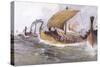 Viking Raiding Fleet Racing Across the North Sea-Albert Sebille-Stretched Canvas