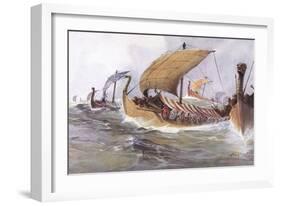 Viking Raiding Fleet Racing Across the North Sea-Albert Sebille-Framed Photographic Print