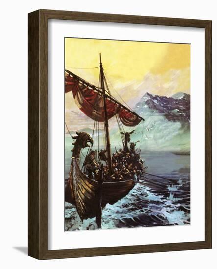 Viking Ship-English School-Framed Giclee Print